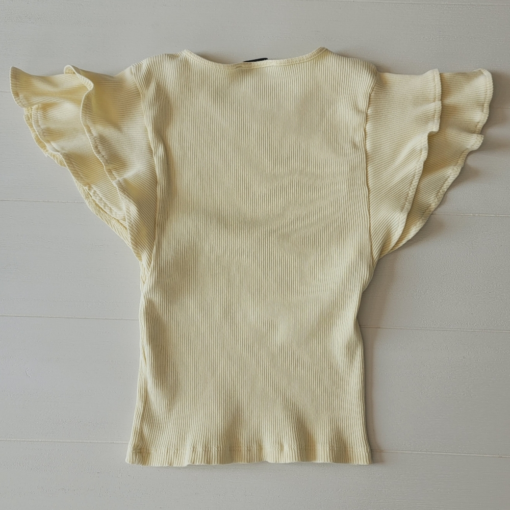 Zara Ruffle Sleeve Ribbed Top - Picture 6 of 8